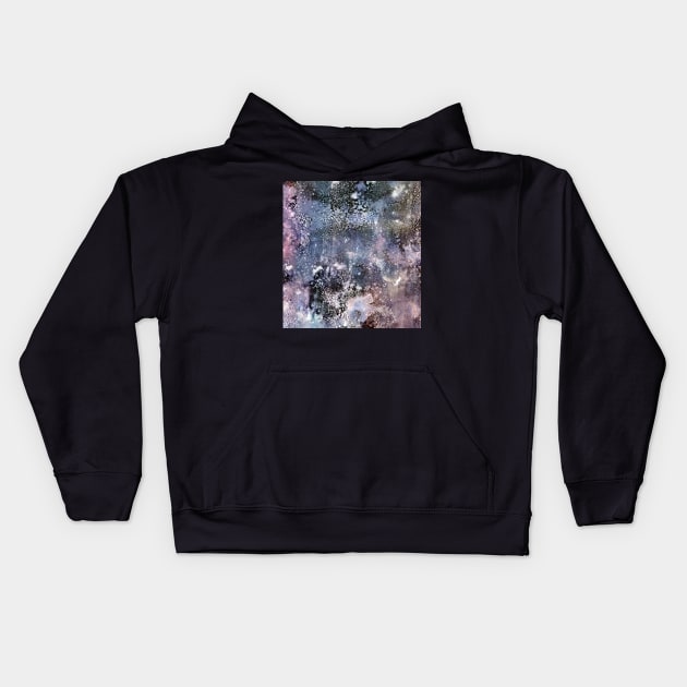 Abstract Galaxy  in Blue, Pink, Purple and Black Kids Hoodie by MyAbstractInk